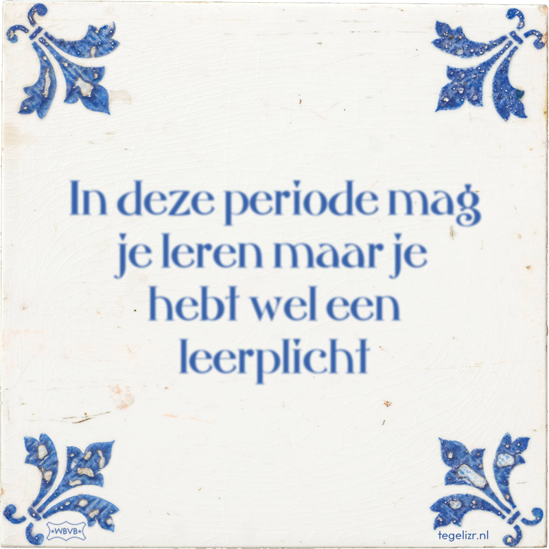 In deze periode mag je leren maar je hebt wel een leerplicht - Online tegeltjes bakken
