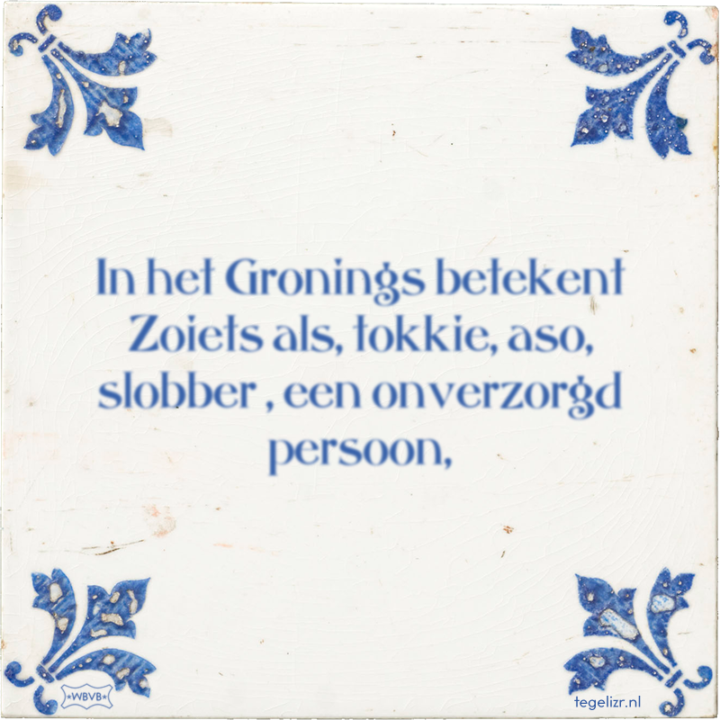 In het Gronings betekent Zoiets als, tokkie, aso, slobber , een onverzorgd persoon, - Online tegeltjes bakken