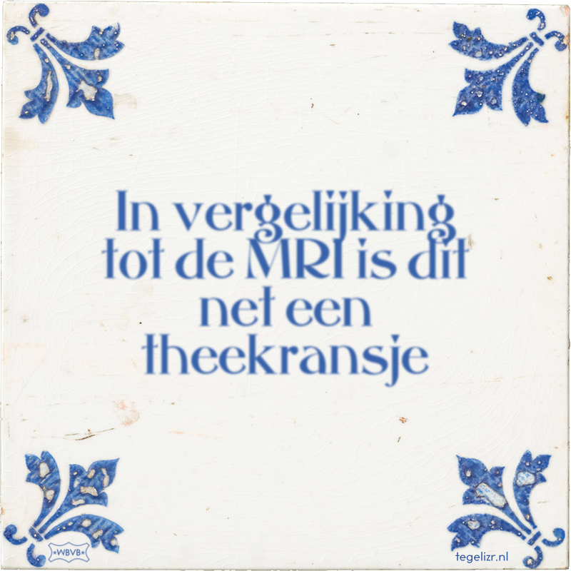 In vergelijking tot de MRI is dit net een theekransje - Online tegeltjes bakken