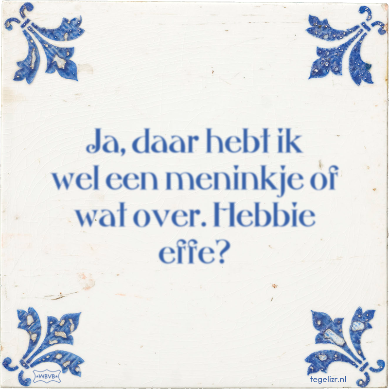 Ja, daar hebt ik wel een meninkje of wat over. Hebbie effe? - Online tegeltjes bakken