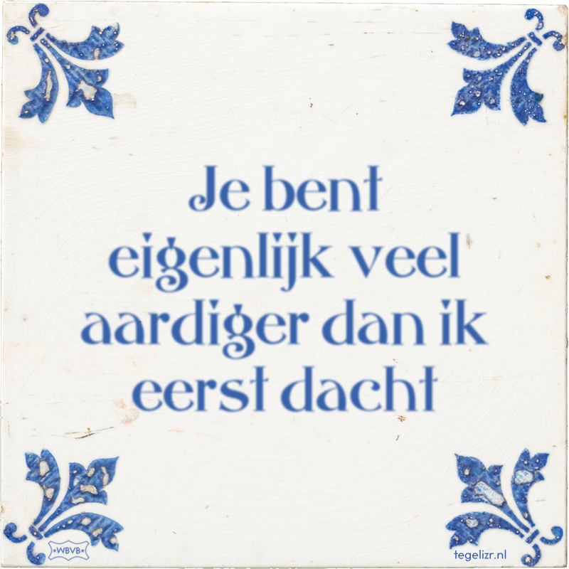 Je bent eigenlijk veel aardiger dan ik eerst dacht - Online tegeltjes bakken
