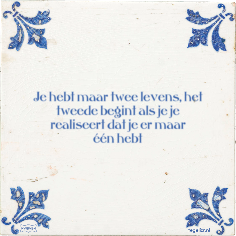 Je hebt maar twee levens, het tweede begint als je je realiseert dat je er maar één hebt - Online tegeltjes bakken
