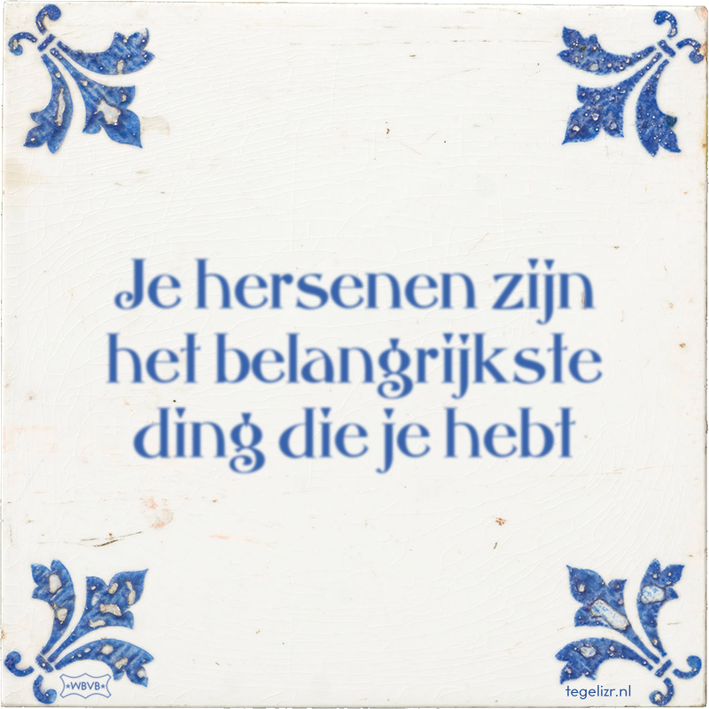 Je hersenen zijn het belangrijkste ding die je hebt - Online tegeltjes bakken