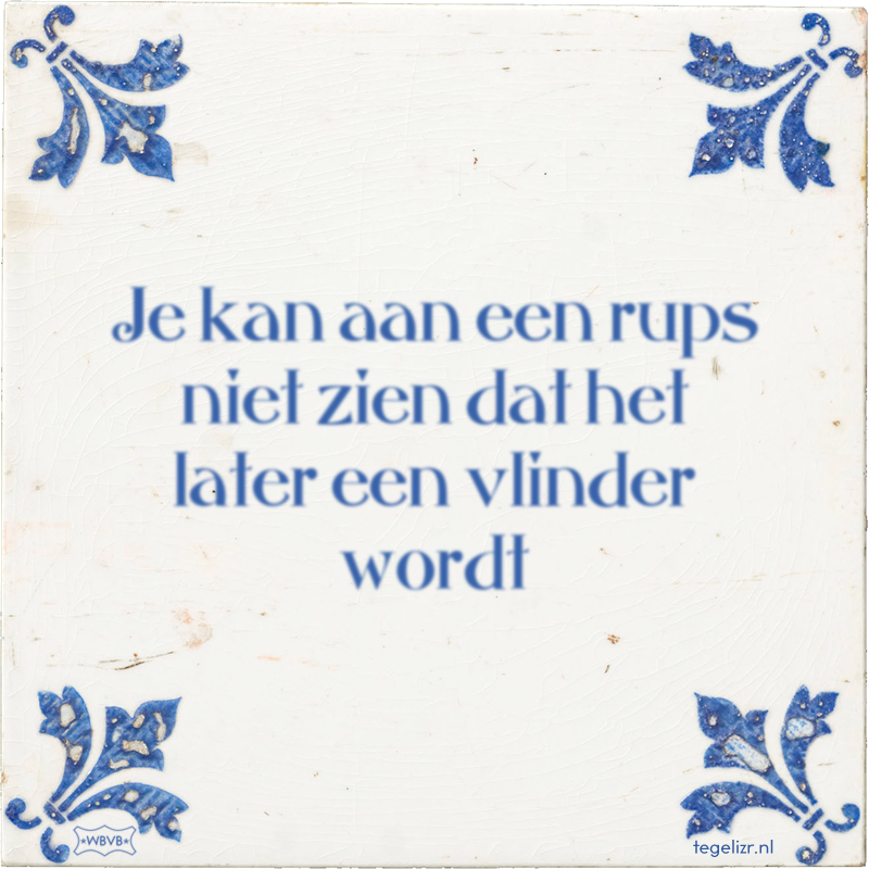 Je kan aan een rups niet zien dat het later een vlinder wordt - Online tegeltjes bakken