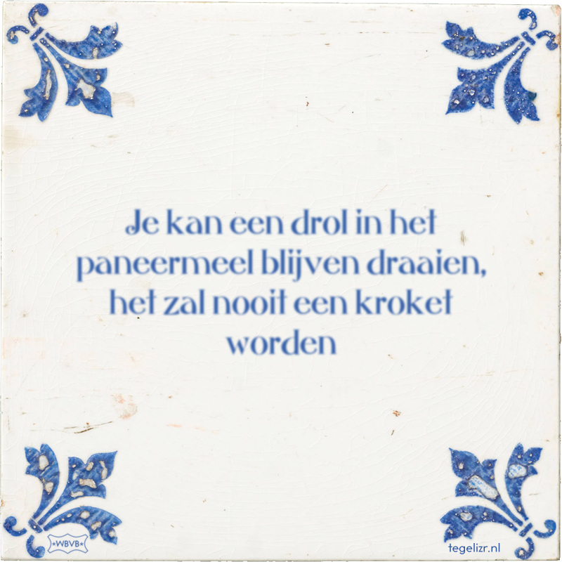 Je kan een drol in het paneermeel blijven draaien, het zal nooit een kroket worden - Online tegeltjes bakken
