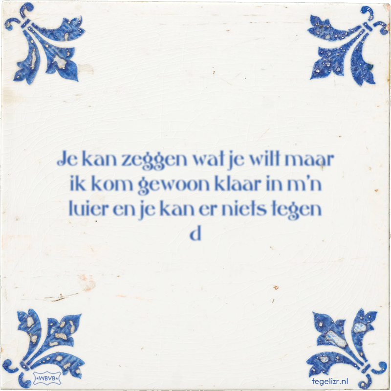 Je kan zeggen wat je wilt maar ik kom gewoon klaar in m'n luier en je kan er niets tegen d - Online tegeltjes bakken