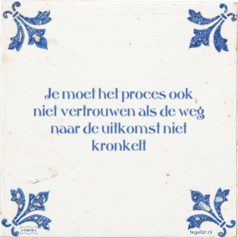 Je moet het proces ook niet vertrouwen als de weg naar de uitkomst niet kronkelt - Online tegeltjes bakken