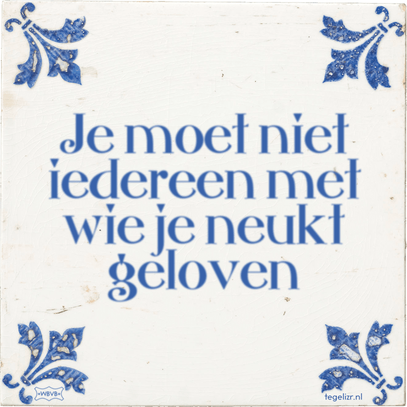 Je moet niet iedereen met wie je neukt geloven - Online tegeltjes bakken