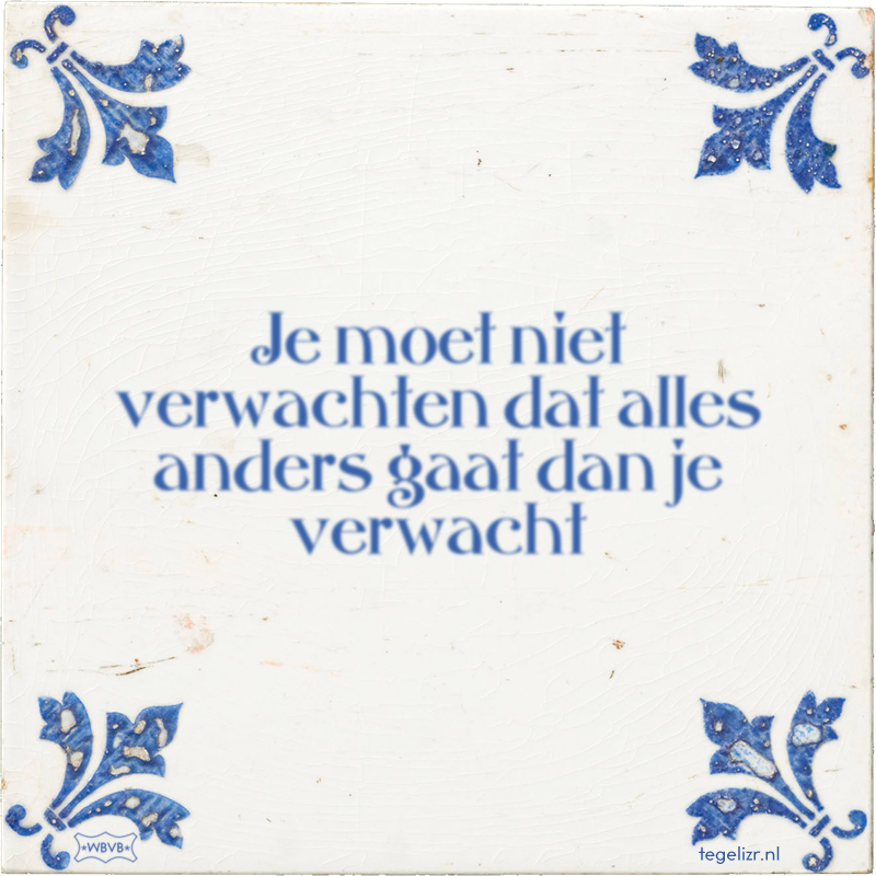 Je moet niet verwachten dat alles anders gaat dan je verwacht - Online tegeltjes bakken