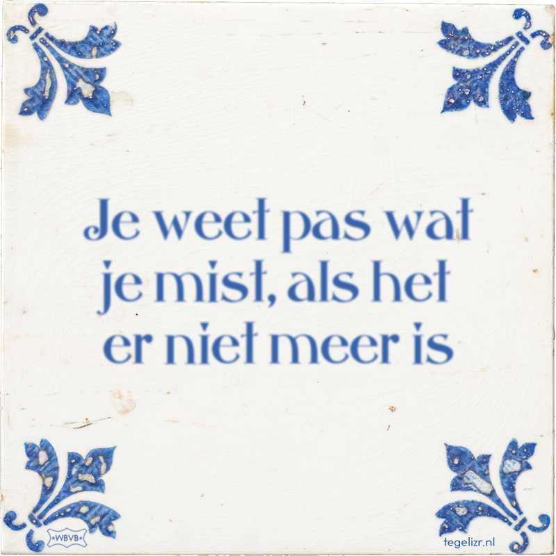 Je weet pas wat je mist, als het er niet meer is - Online tegeltjes bakken