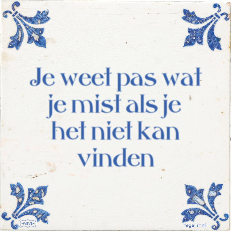 Je weet pas wat je mist als je het niet kan vinden - Online tegeltjes bakken