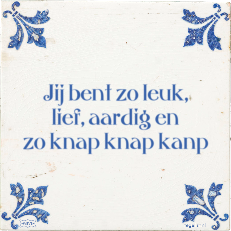 Jij bent zo leuk, lief, aardig en zo knap knap kanp - Online tegeltjes bakken
