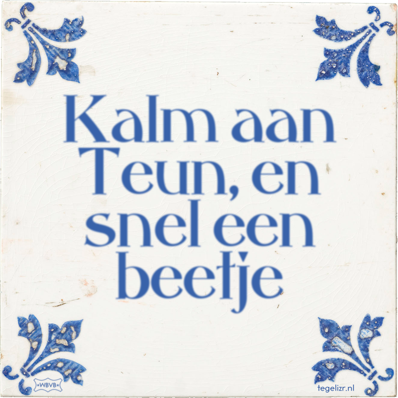 Kalm aan Teun, en snel een beetje - Online tegeltjes bakken
