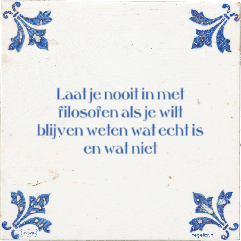 Laat je nooit in met filosofen als je wilt blijven weten wat echt is en wat niet - Online tegeltjes bakken