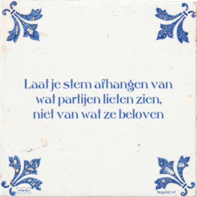 Laat je stem afhangen van wat partijen lieten zien, niet van wat ze beloven - Online tegeltjes bakken
