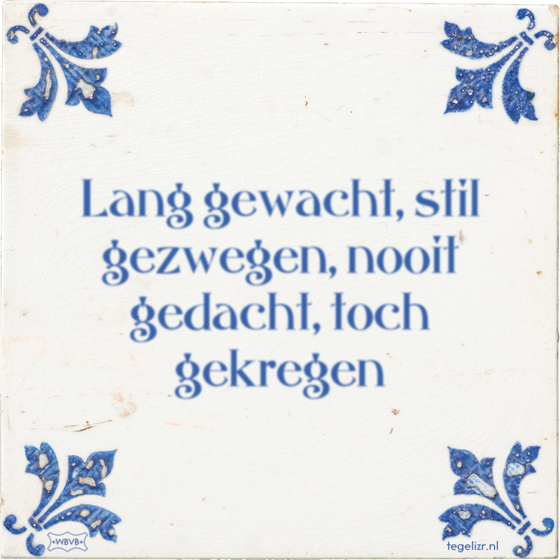 Lang gewacht, stil gezwegen, nooit gedacht, toch gekregen - Online tegeltjes bakken