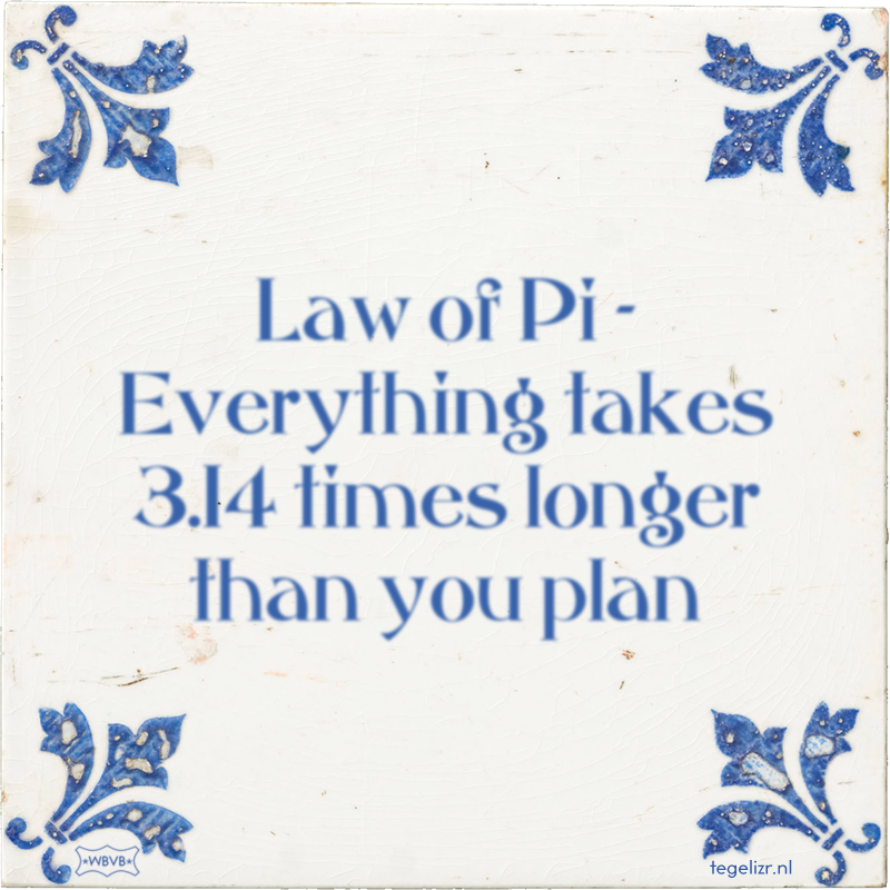 Law of Pi - Everything takes 3.14 times longer than you plan - Online tegeltjes bakken
