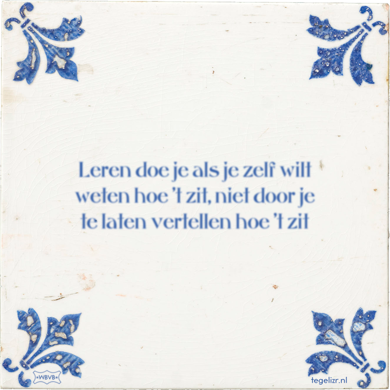 Leren doe je als je zelf wilt weten hoe 't zit, niet door je te laten vertellen hoe 't zit - Online tegeltjes bakken