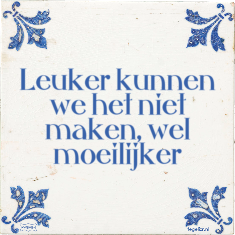 Leuker kunnen we het niet maken, wel moeilijker - Online tegeltjes bakken