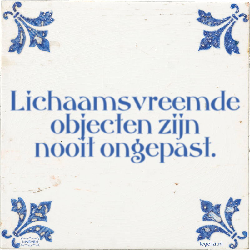 Lichaamsvreemde objecten zijn nooit ongepast. - Online tegeltjes bakken