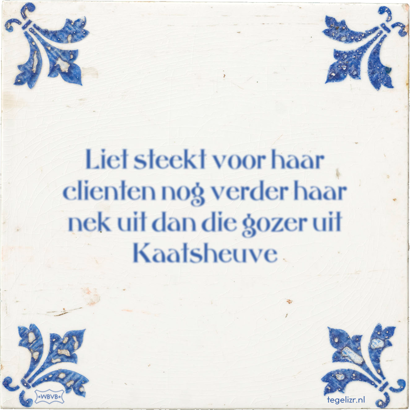 Liet steekt voor haar clienten nog verder haar nek uit dan die gozer uit Kaatsheuve - Online tegeltjes bakken