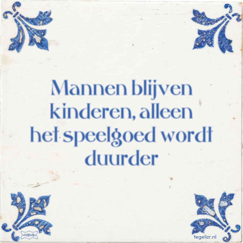 Mannen blijven kinderen, alleen het speelgoed wordt duurder - Online tegeltjes bakken