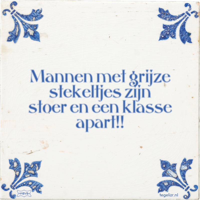 Mannen met grijze stekeltjes zijn stoer en een klasse apart!! - Online tegeltjes bakken