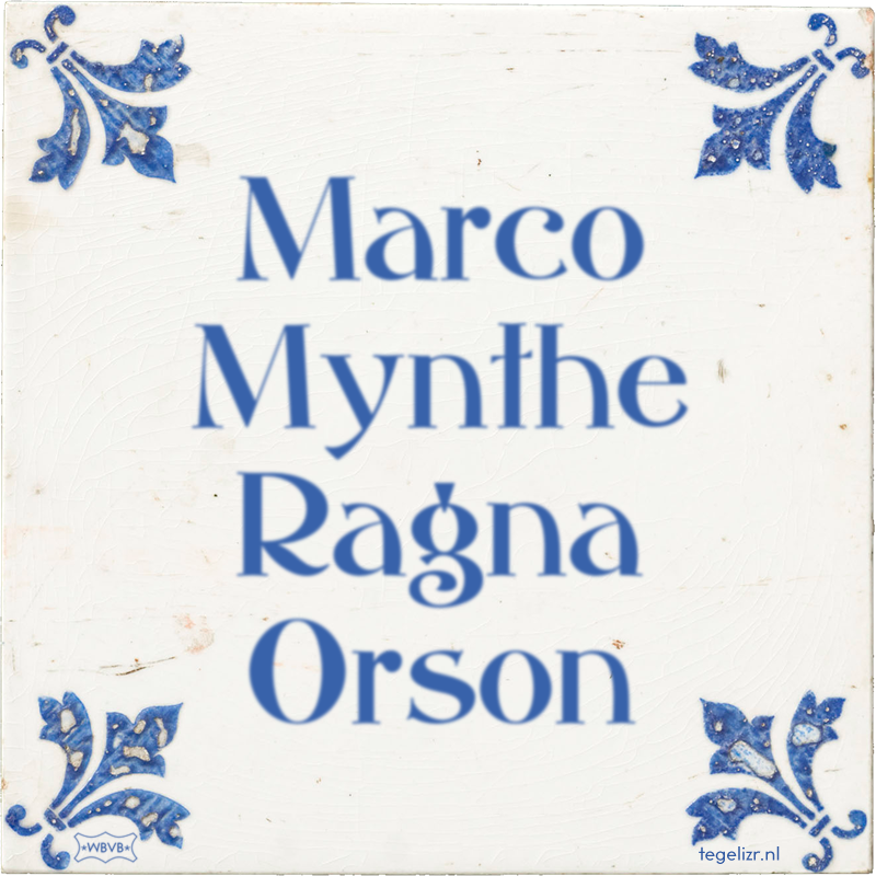 Marco Mynthe Ragna Orson - Online tegeltjes bakken