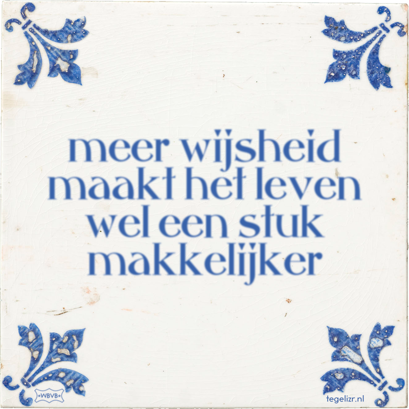 meer wijsheid maakt het leven wel een stuk makkelijker - Online tegeltjes bakken