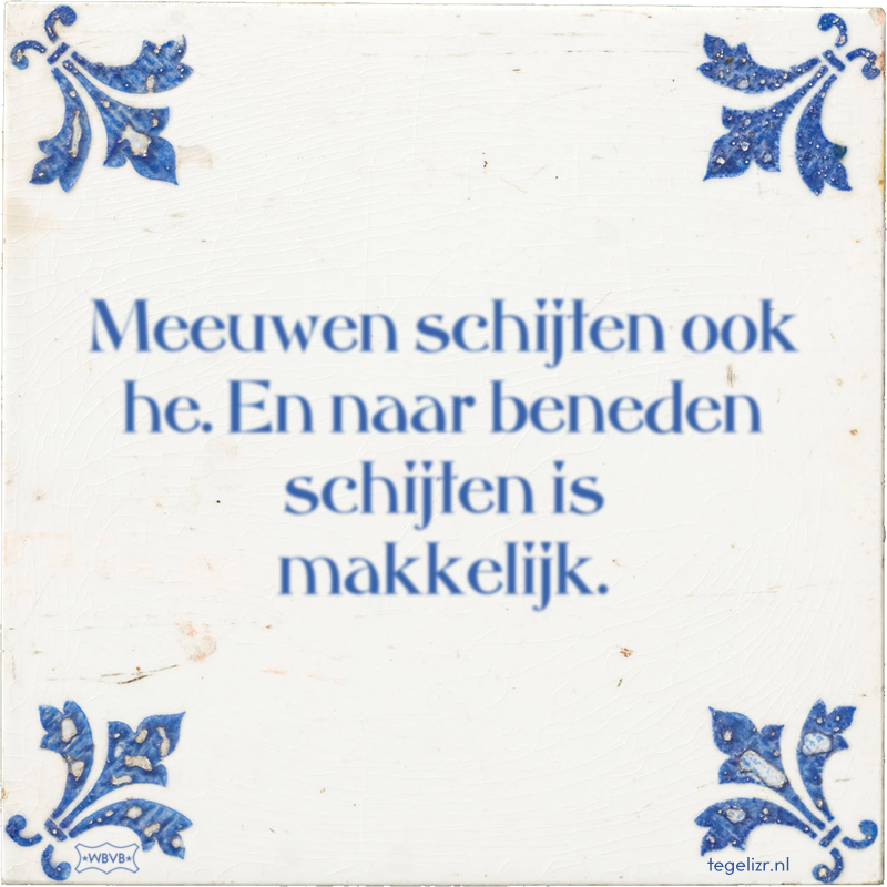 Meeuwen schijten ook he. En naar beneden schijten is makkelijk. - Online tegeltjes bakken