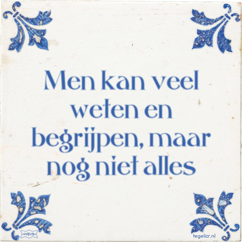 Men kan veel weten en begrijpen, maar nog niet alles - Online tegeltjes bakken