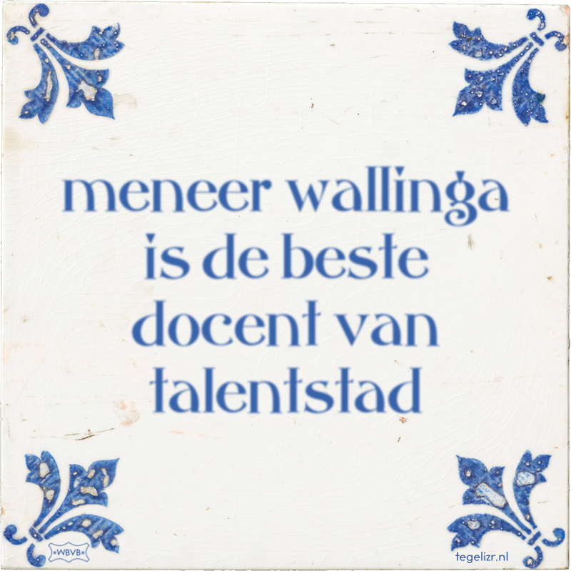 meneer wallinga is de beste docent van talentstad - Online tegeltjes bakken