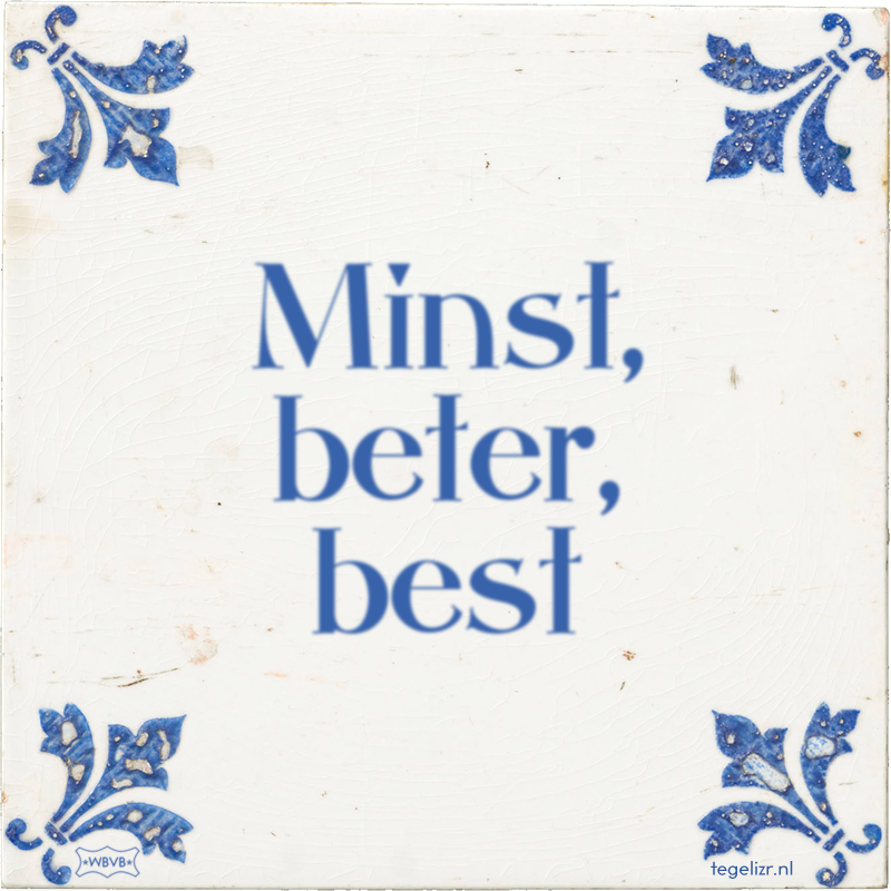 Minst, beter, best - Online tegeltjes bakken