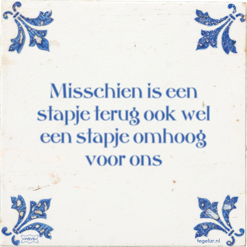 Misschien is een stapje terug ook wel een stapje omhoog voor ons - Online tegeltjes bakken