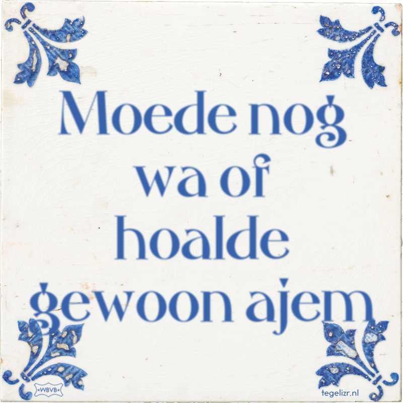 Moede nog wa of hoalde gewoon ajem - Online tegeltjes bakken