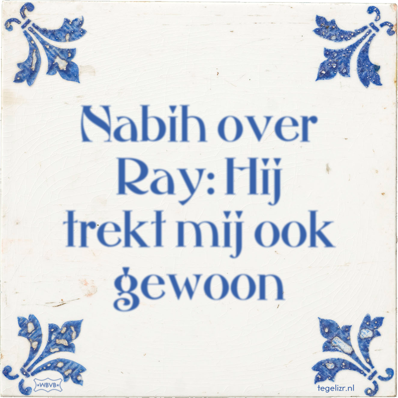 Nabih over Ray: Hij trekt mij ook gewoon - Online tegeltjes bakken