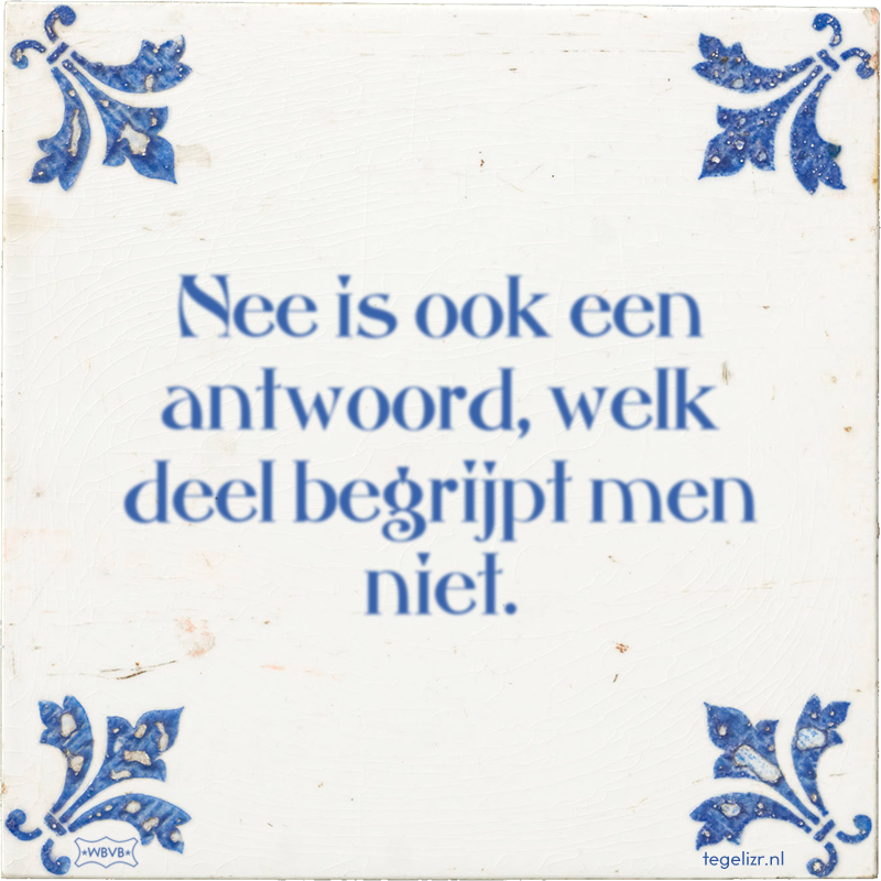 Nee is ook een antwoord, welk deel begrijpt men niet. - Online tegeltjes bakken