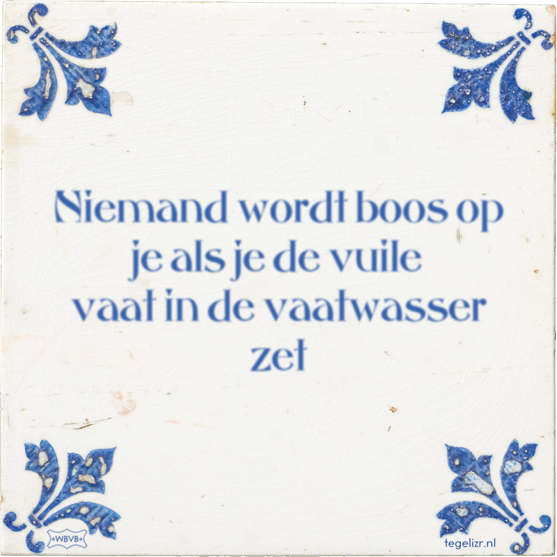 Niemand wordt boos op je als je de vuile vaat in de vaatwasser zet - Online tegeltjes bakken
