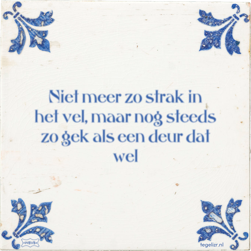 Niet meer zo strak in het vel, maar nog steeds zo gek als een deur dat wel - Online tegeltjes bakken