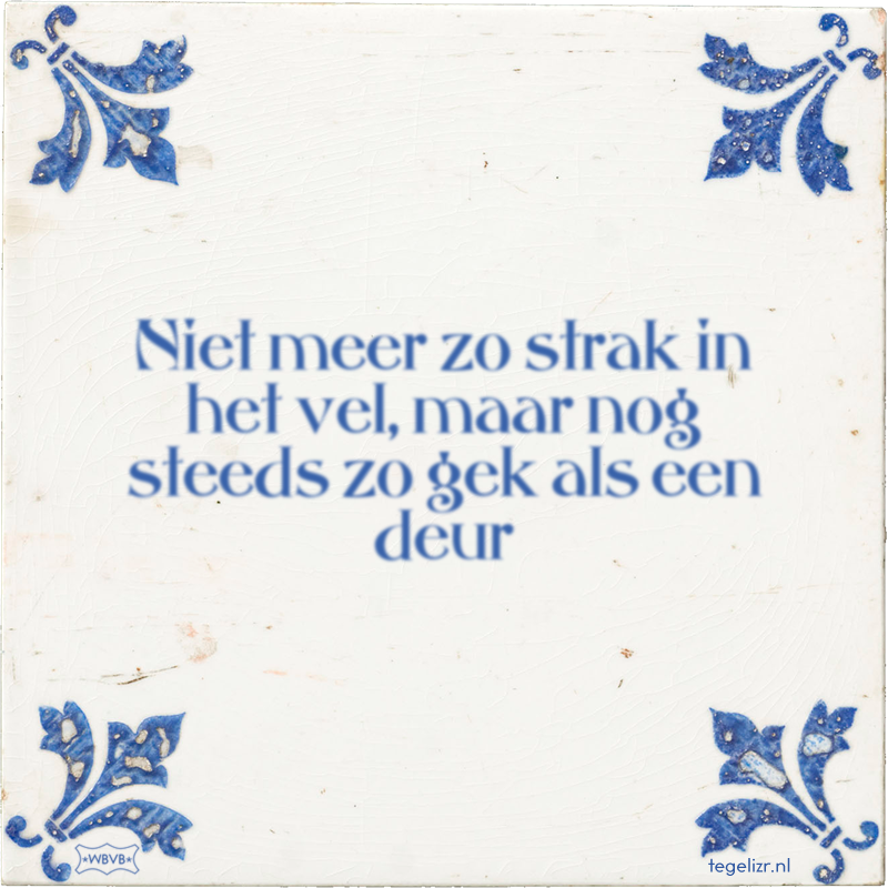 Niet meer zo strak in het vel, maar nog steeds zo gek als een deur - Online tegeltjes bakken