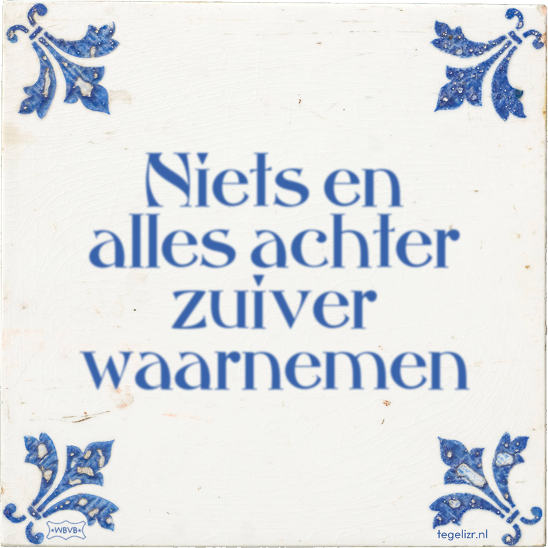 Niets en alles achter zuiver waarnemen - Online tegeltjes bakken