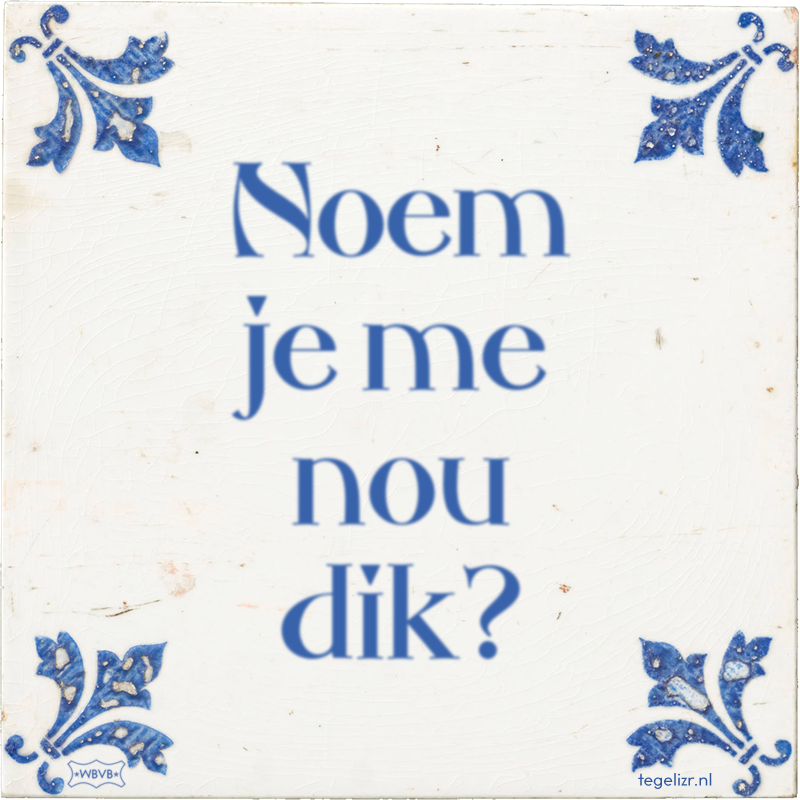 Noem je me nou dik? - Online tegeltjes bakken