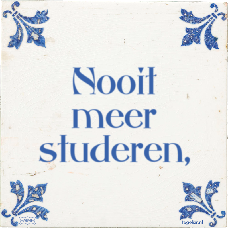 Nooit meer studeren, - Online tegeltjes bakken