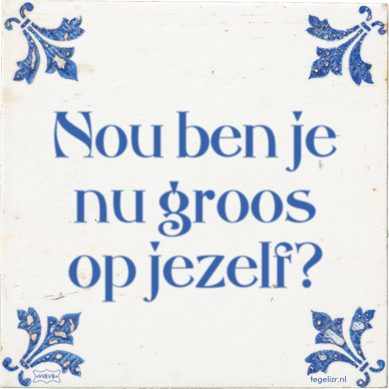 Nou ben je nu groos op jezelf? - Online tegeltjes bakken