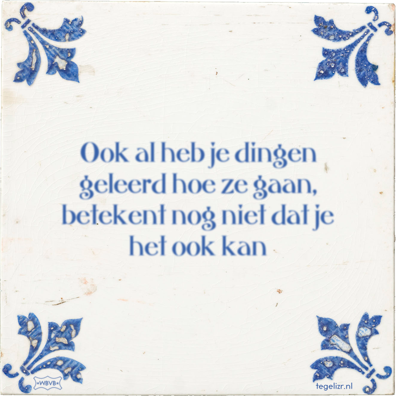 Ook al heb je dingen geleerd hoe ze gaan, betekent nog niet dat je het ook kan - Online tegeltjes bakken
