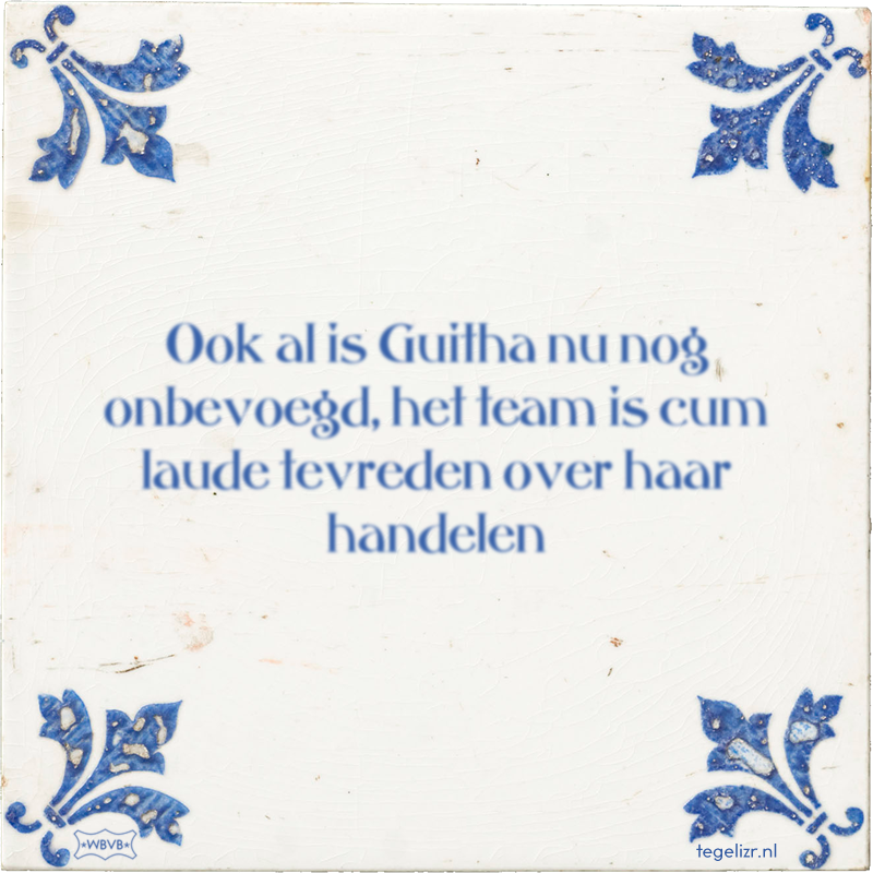 Ook al is Guitha nu nog onbevoegd, het team is cum laude tevreden over haar handelen - Online tegeltjes bakken