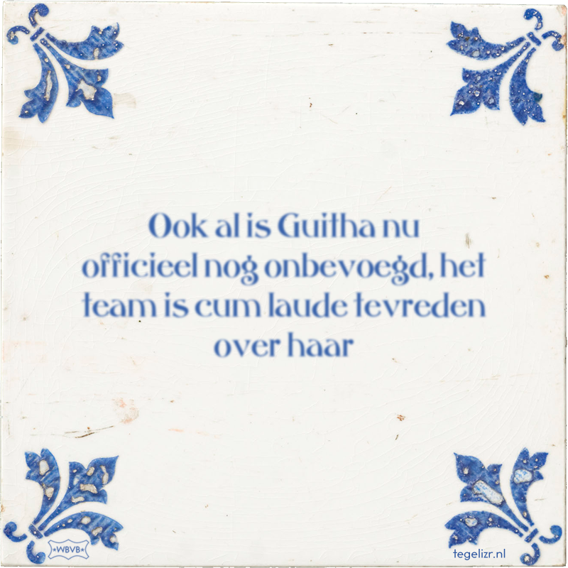 Ook al is Guitha nu officieel nog onbevoegd, het team is cum laude tevreden over haar - Online tegeltjes bakken