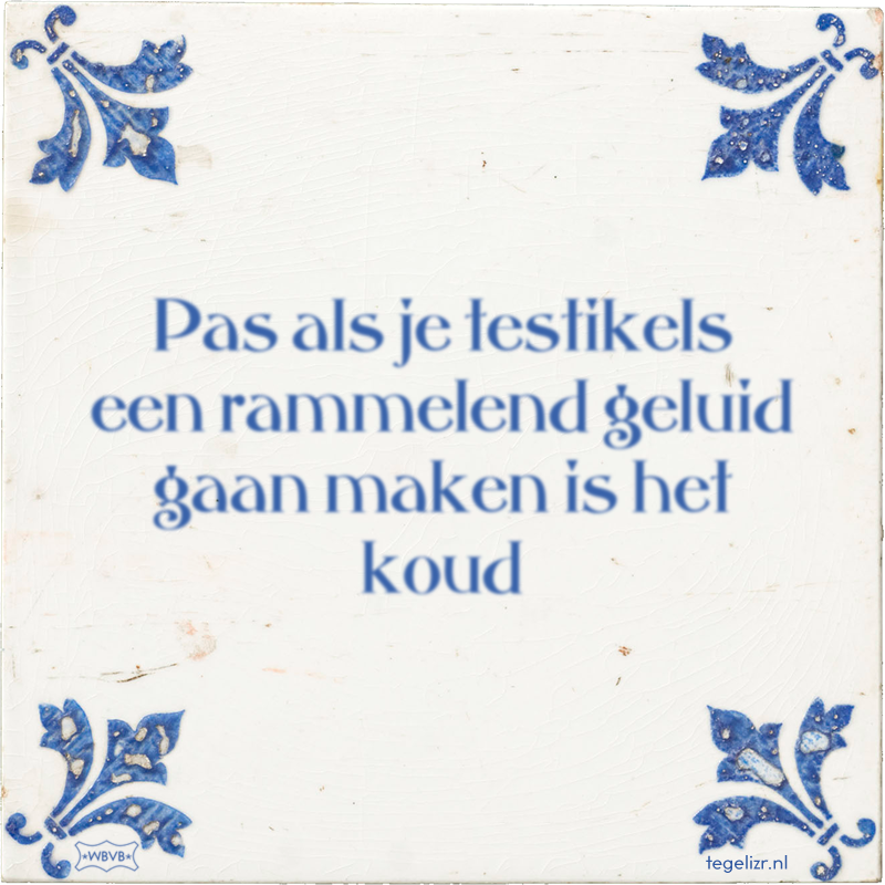 Pas als je testikels een rammelend geluid gaan maken is het koud - Online tegeltjes bakken