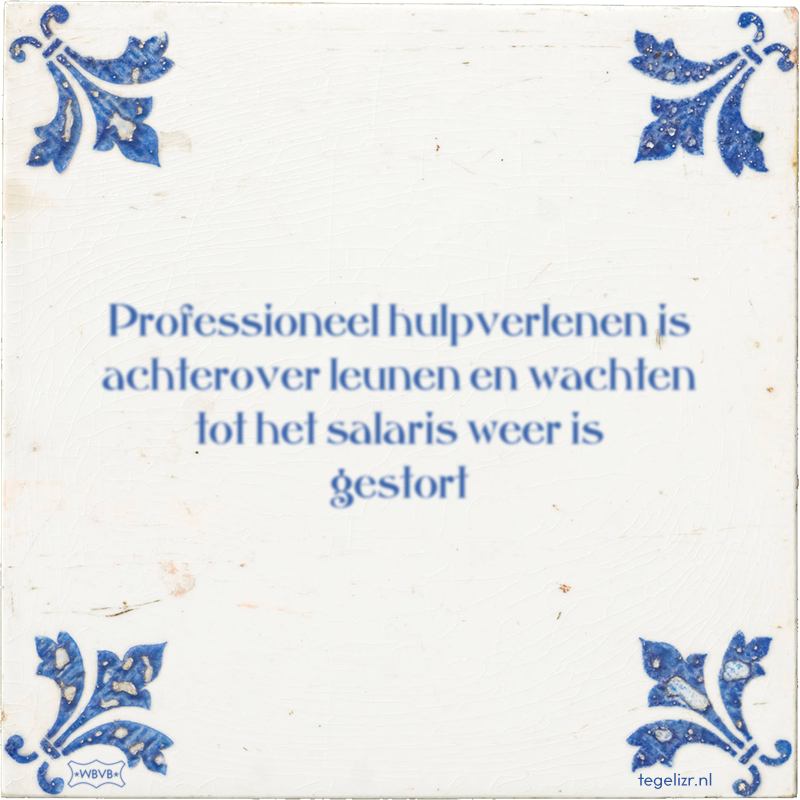 Professioneel hulpverlenen is achterover leunen en wachten tot het salaris weer is gestort - Online tegeltjes bakken