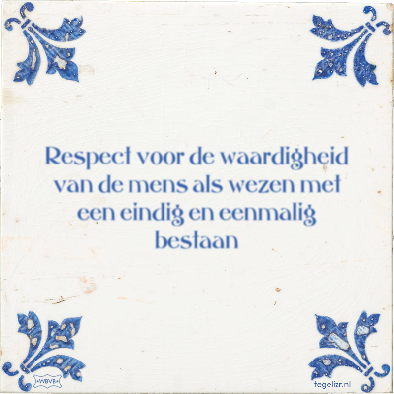 Respect voor de waardigheid van de mens als wezen met een eindig en eenmalig bestaan - Online tegeltjes bakken